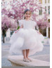 White Pearl Ruffles Tulle Luxury Flower Girl Dress White Pearl Ruffles Tulle Luxury Flower Girl Dress